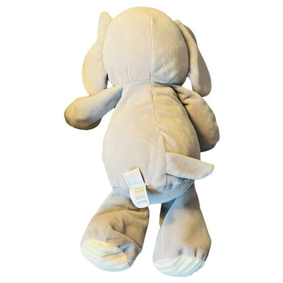 Kellytoy Gray Elephant Plush Rattle Cream Ribbed Velour Baby Toy 20 inch Large - Picture 5 of 7